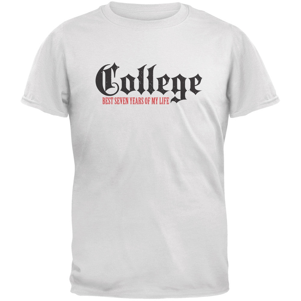 Graduation - College Best 7 Years White Adult T-Shirt Men's T-Shirts Old Glory 2XL White 