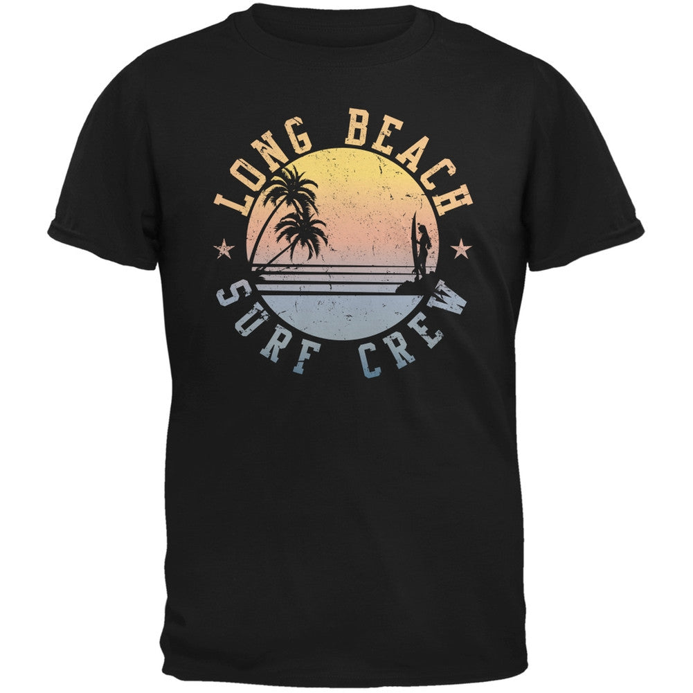 Long Beach Surf Crew Black Adult T-Shirt Men's T-Shirts Old Glory 2XL Black 