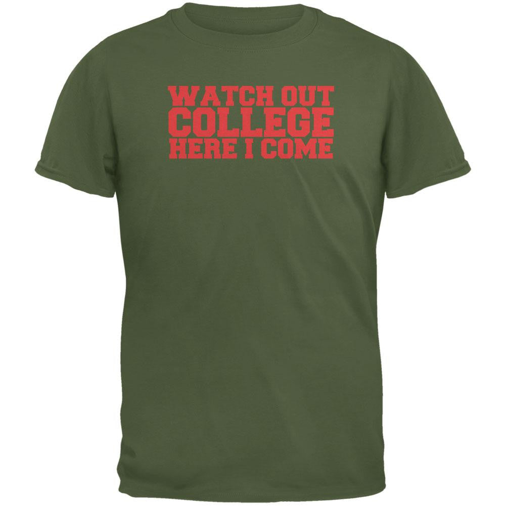 Graduation - Watch Out College Military Green Adult T-Shirt Men's T-Shirts Old Glory 2XL Green 