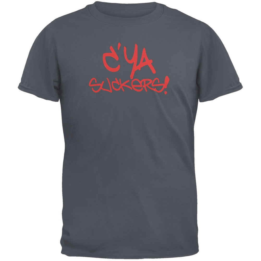 Graduation - C'Ya Suckers Funny Charcoal Grey Adult T-Shirt Men's T-Shirts Old Glory 2XL Grey 