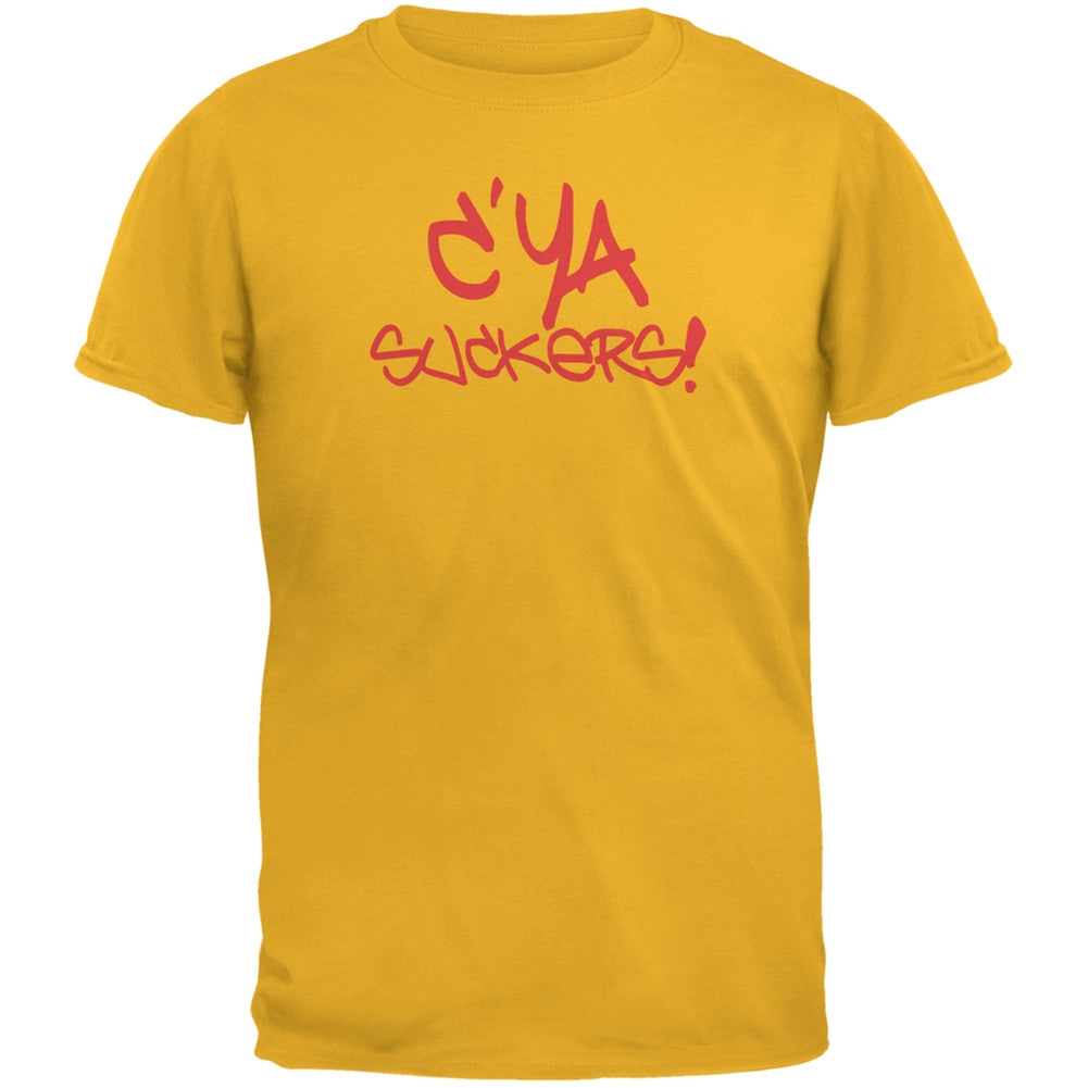 Graduation - C'Ya Suckers Funny Gold Adult T-Shirt Men's T-Shirts Old Glory 2XL Yellow 