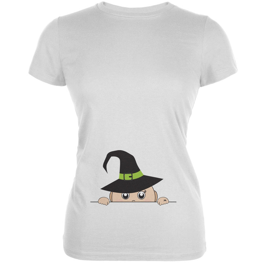 Halloween - Peeking Baby Witch White Juniors Soft T-Shirt Juniors T-Shirts Old Glory 2XL White 