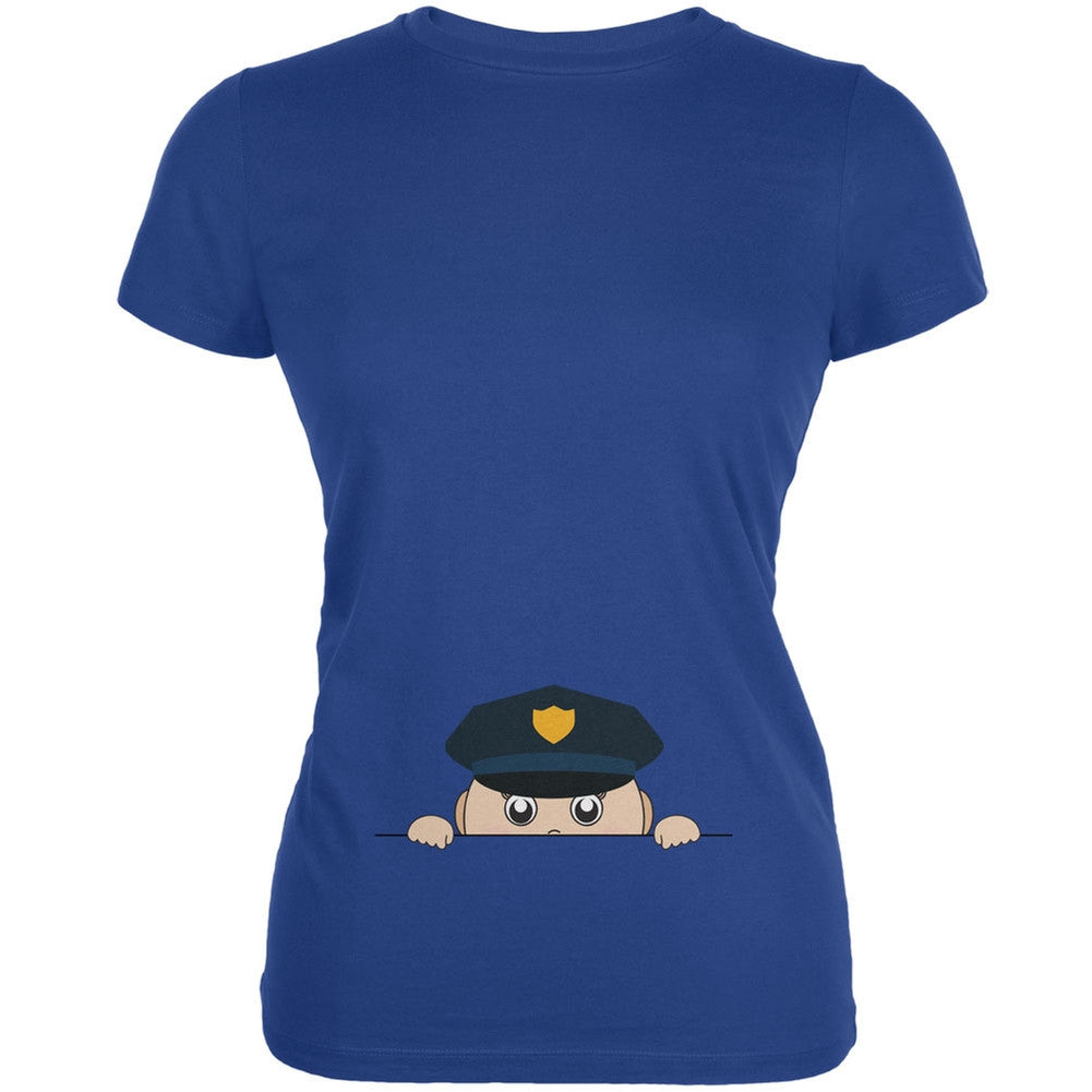 Peeking Baby Policeman Royal Juniors Soft T-Shirt Juniors T-Shirts Old Glory 2XL Blue 