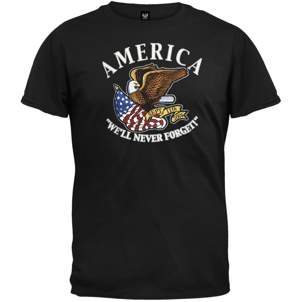 September 11th - We Will Never Forget T-Shirt Black Men's T-Shirts Old Glory   