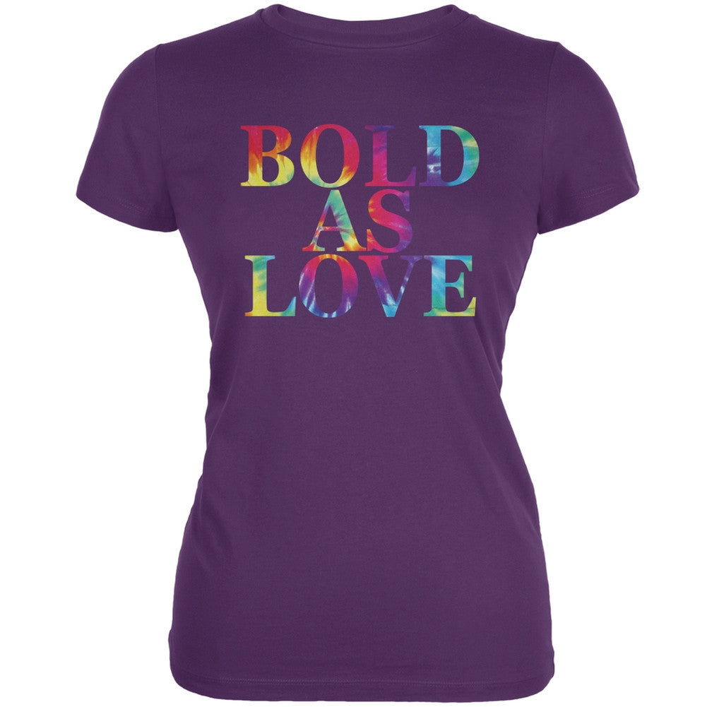 Bold As Love Purple Juniors Soft T-Shirt Juniors T-Shirts Old Glory 2XL Purple 