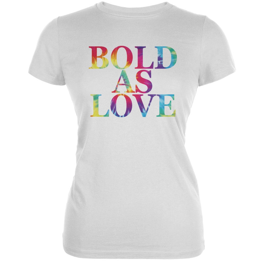 Bold As Love White Juniors Soft T-Shirt Juniors T-Shirts Old Glory 2XL White 