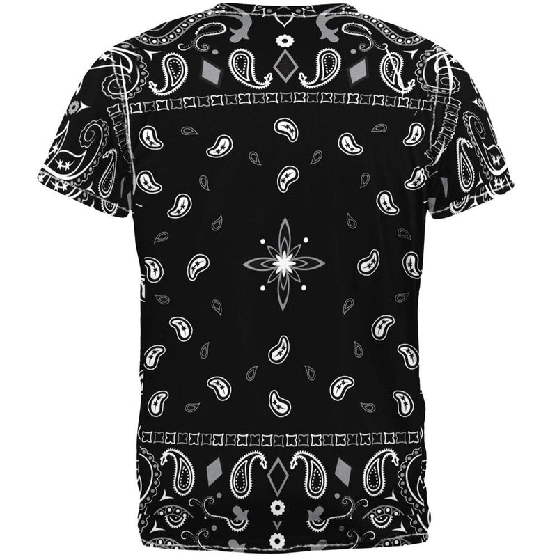 Black Bandana Pattern All Over Adult T-Shirt Men's T-Shirts Old Glory   