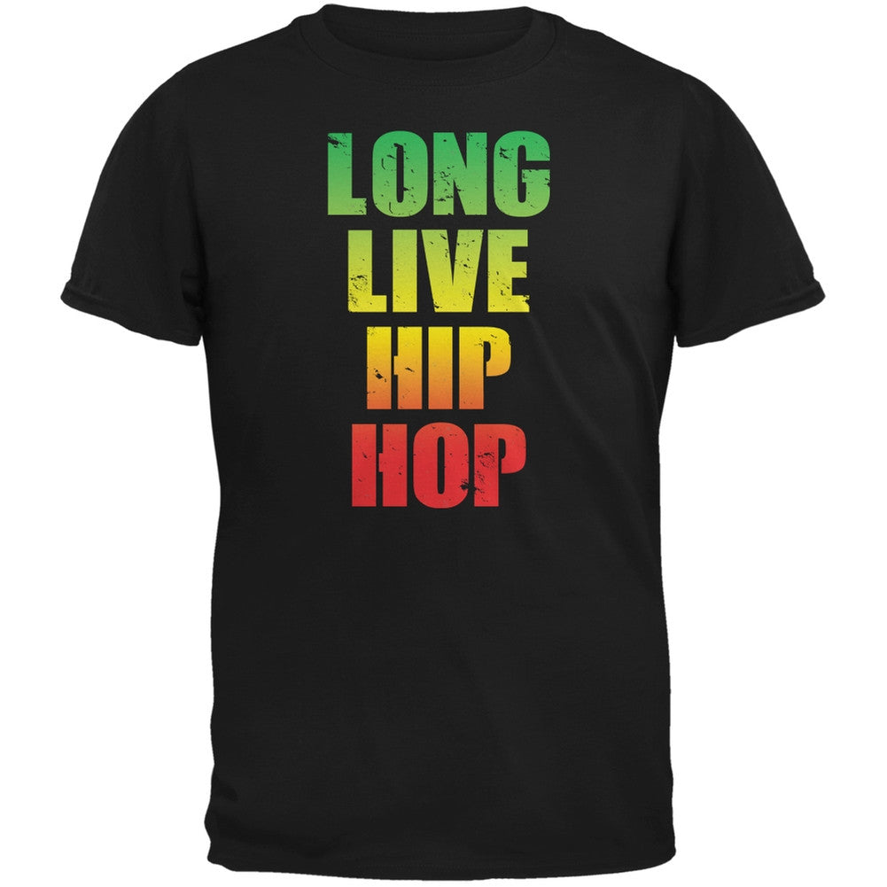 Long Live Hip Hop Black Adult T-Shirt Men's T-Shirts Old Glory SM Black 