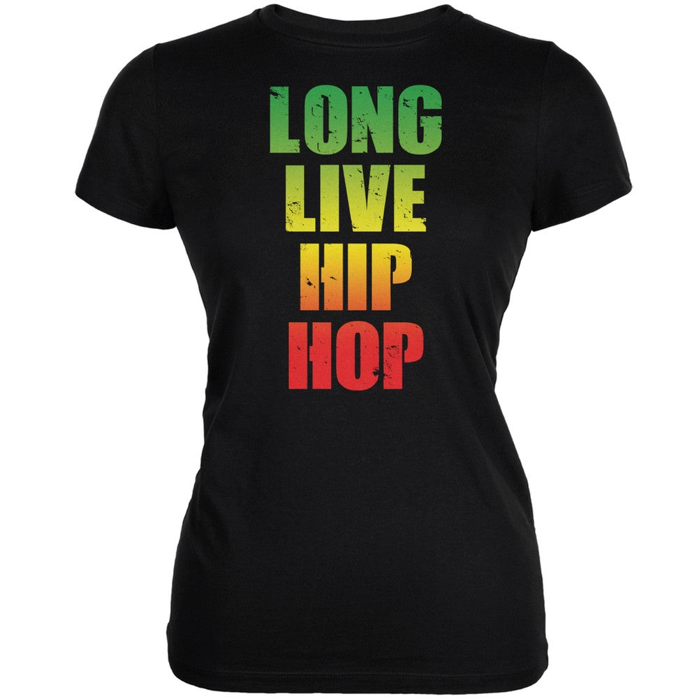 Long Live Hip Hop Black Juniors Soft T-Shirt Juniors T-Shirts Old Glory SM Black 