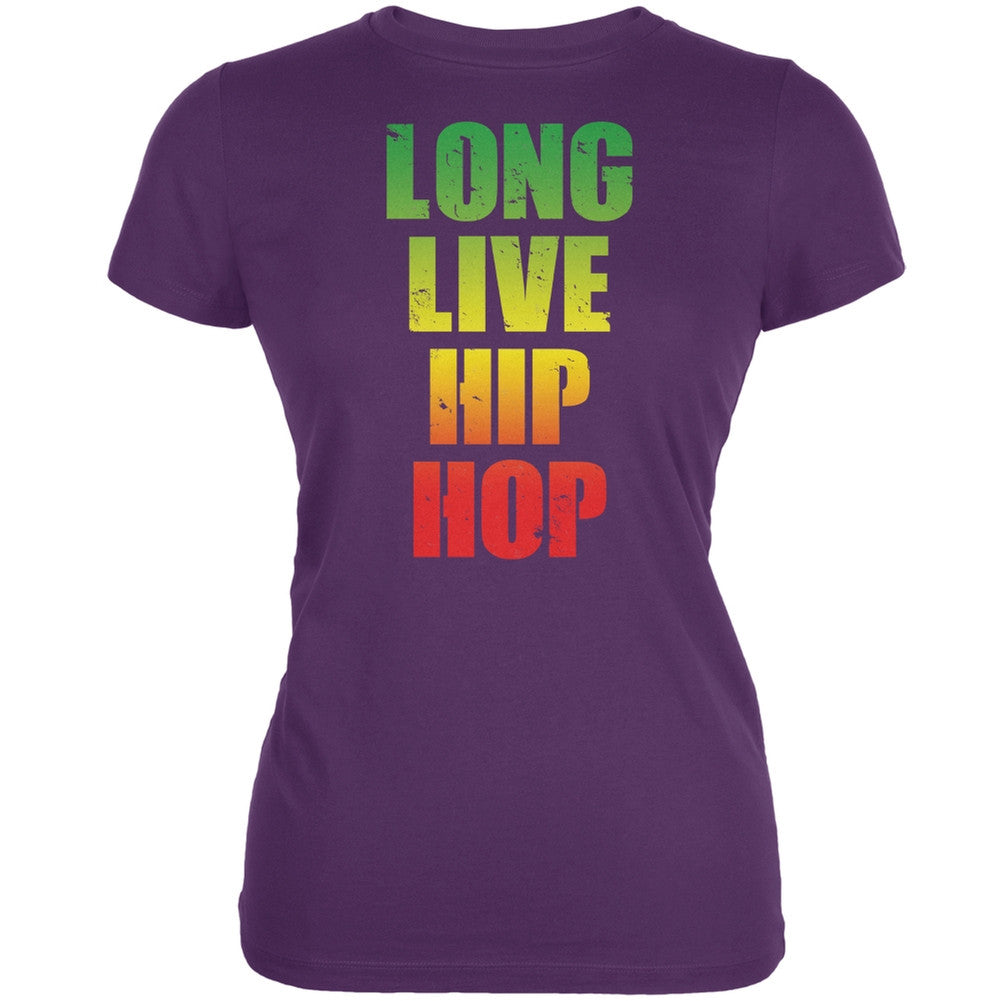 Long Live Hip Hop Purple Juniors Soft T-Shirt Juniors T-Shirts Old Glory SM Purple 