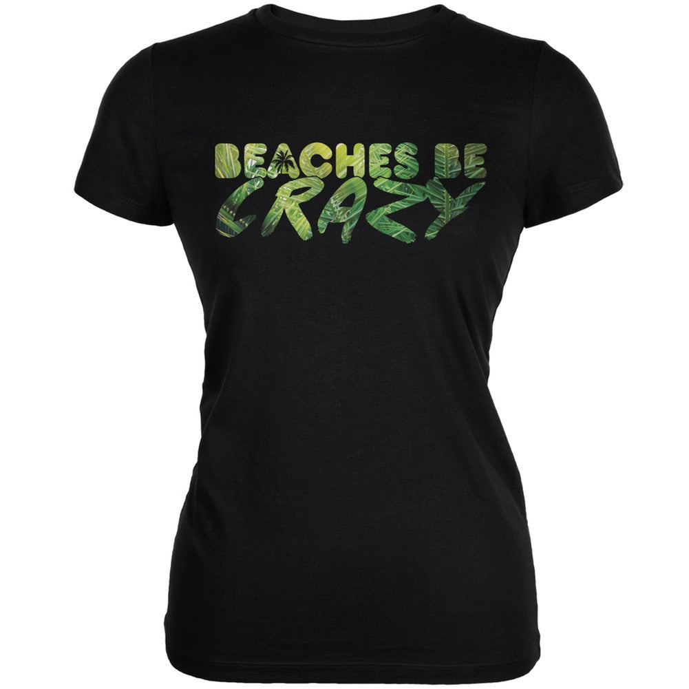 Beaches Be Crazy Black Juniors Soft T-Shirt Juniors T-Shirts Old Glory 2XL Black 