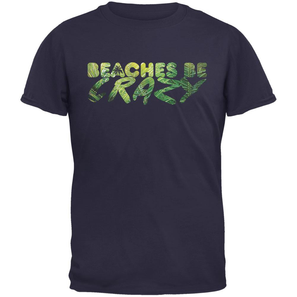 Beaches Be Crazy Navy Adult T-Shirt Men's T-Shirts Old Glory 2XL Blue 