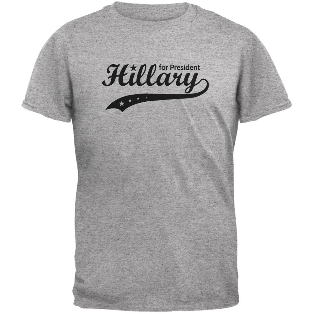 Election 2016 - Hillary Clinton for President Swoosh Heather Adult T-Shirt Men's T-Shirts Old Glory 2XL Grey 