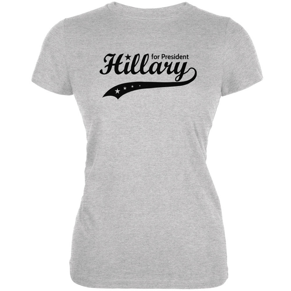 Election 2016- Hillary Clinton for President Swoosh Heather Juniors Soft T-Shirt Juniors T-Shirts Old Glory 2XL Grey 