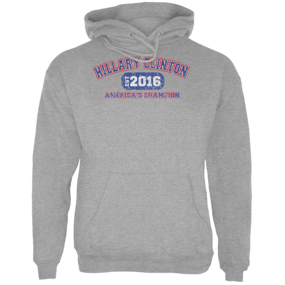 Election Hillary Clinton America's Champion Heather Adult Hoodie Men's Hoodies Old Glory 2XL Grey 