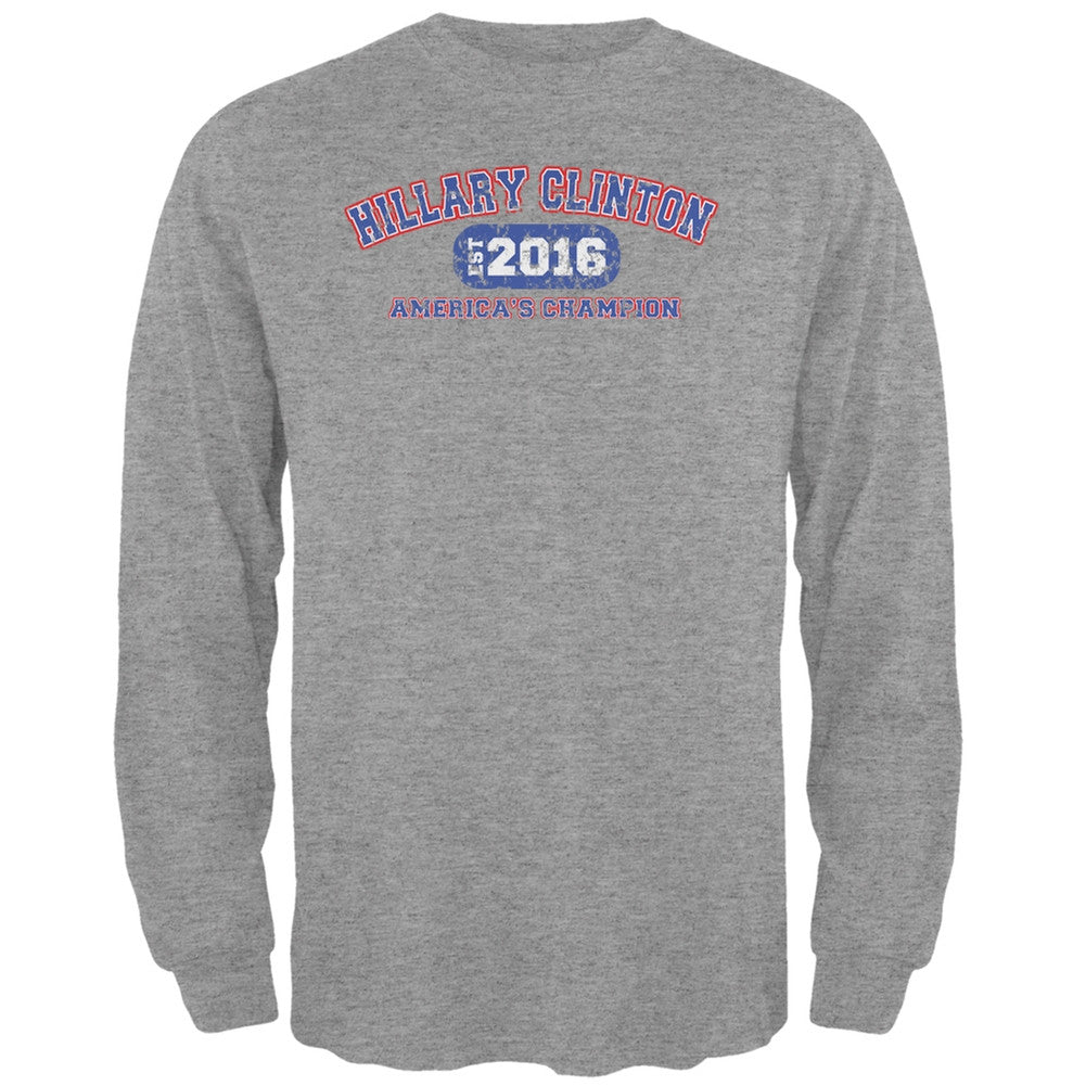 Election - Clinton America's Champion Heather Adult Long Sleeve Shirt Men's Long Sleeves Old Glory 2XL Grey 