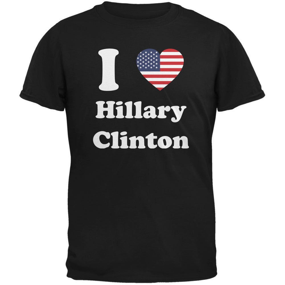 Election 2016 - I Heart Hillary Clinton Black Adult T-Shirt Men's T-Shirts Old Glory 2XL Black 