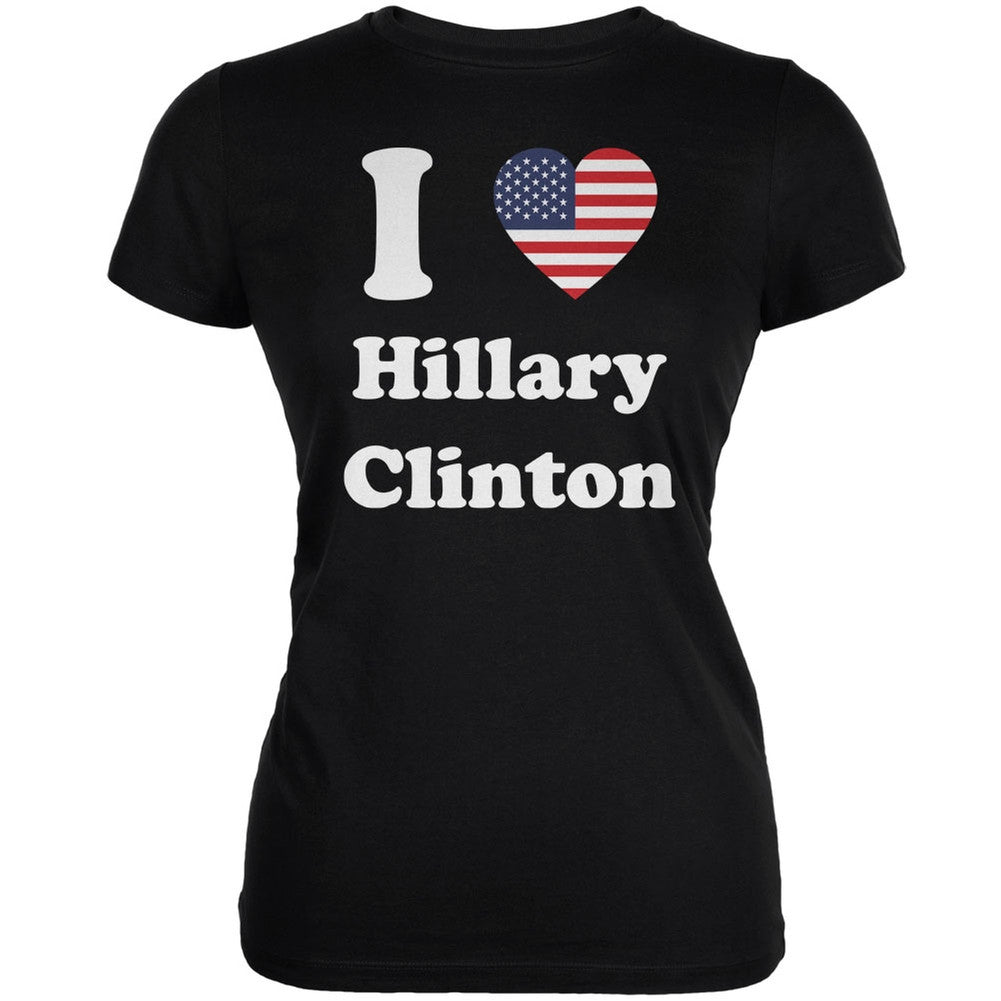 Election 2016 - I Heart Hillary Clinton Black Juniors Soft T-Shirt Juniors T-Shirts Old Glory 2XL Black 