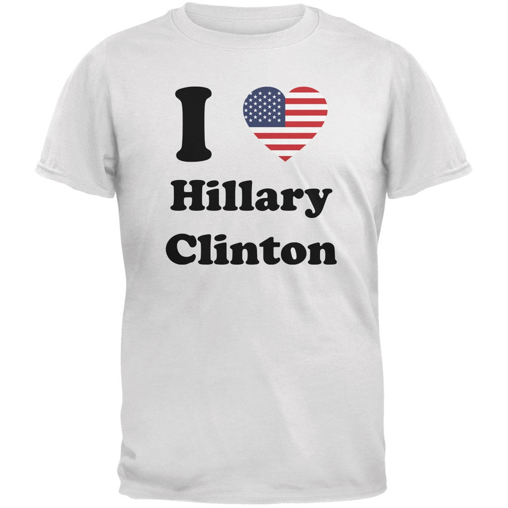 Election 2016 - I Heart Hillary Clinton White Adult T-Shirt Men's T-Shirts Old Glory 2XL White 