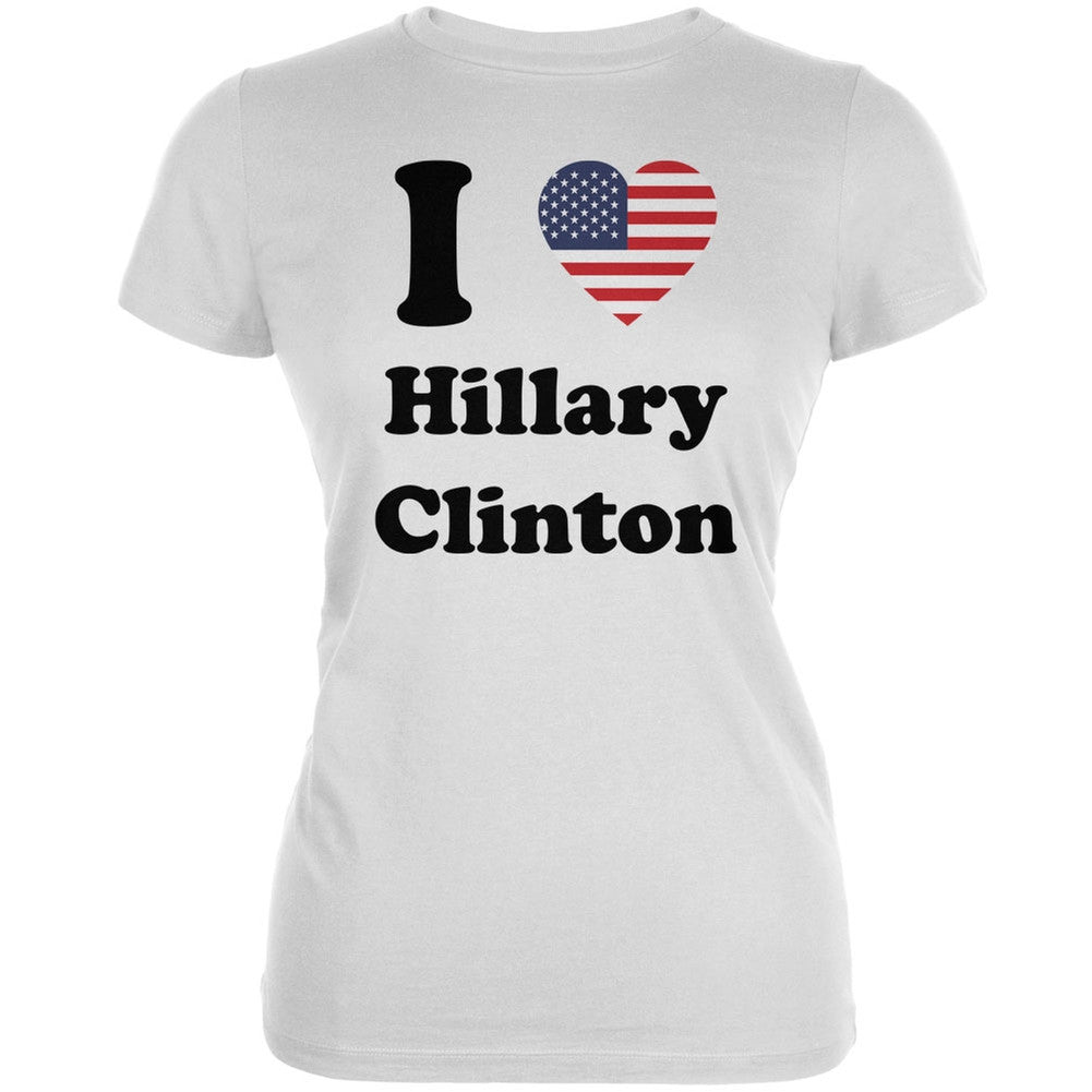 Election 2016 - I Heart Hillary Clinton White Juniors Soft T-Shirt Juniors T-Shirts Old Glory 2XL White 