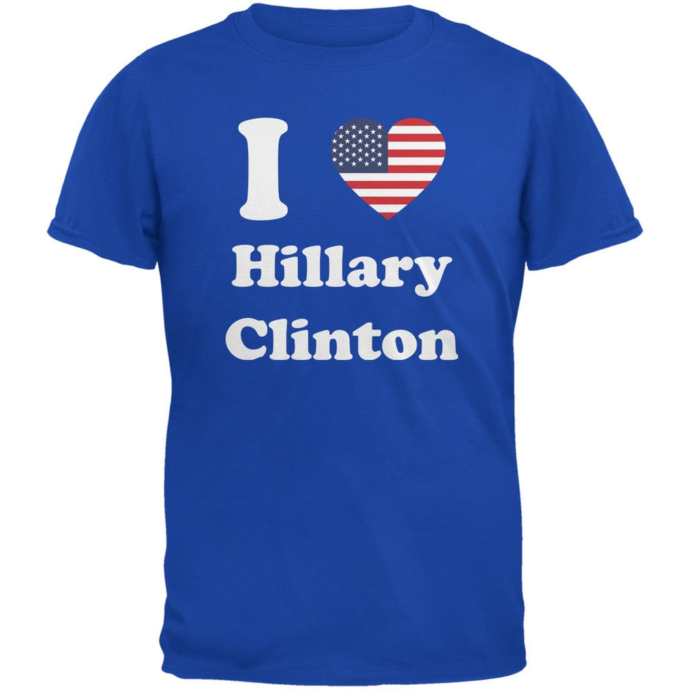 Election 2016 - I Heart Hillary Clinton Royal Adult T-Shirt Men's T-Shirts Old Glory 2XL Blue 