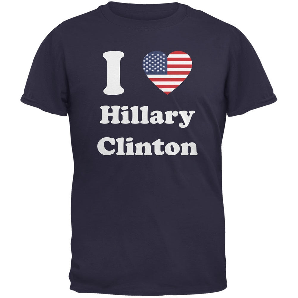 Election 2016 - I Heart Hillary Clinton Navy Adult T-Shirt Men's T-Shirts Old Glory 2XL Blue 