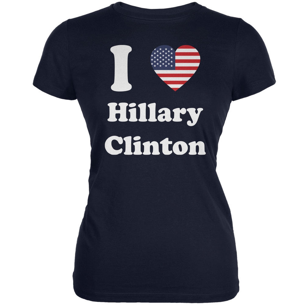 Election 2016 - I Heart Hillary Clinton Navy Juniors Soft T-Shirt Juniors T-Shirts Old Glory 2XL Blue 