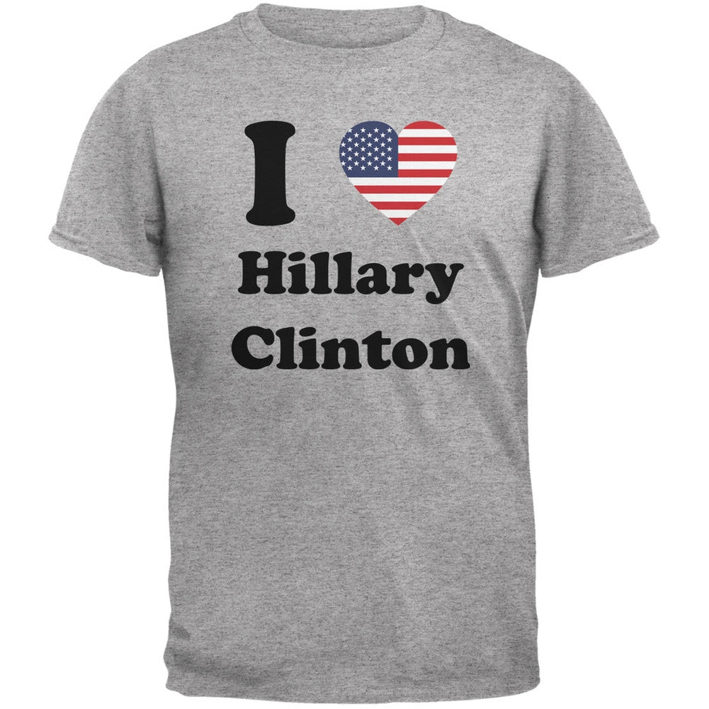 Election 2016 - I Heart Hillary Clinton Heather Grey Adult T-Shirt Men's T-Shirts Old Glory 2XL Grey 