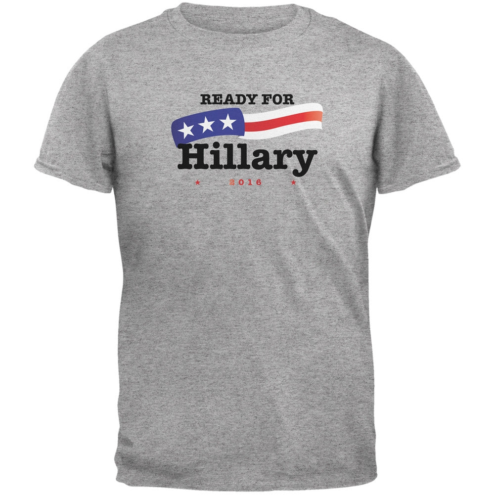 Election 2016 - Hillary Clinton American Flag Heather Grey Adult T-Shirt Men's T-Shirts Old Glory 2XL Grey 