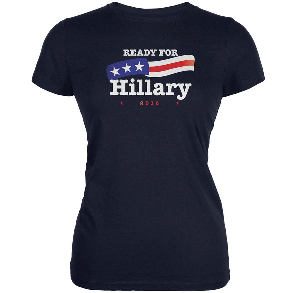 Election 2016 - Hillary Clinton American Flag Navy Juniors T-Shirt Juniors T-Shirts Old Glory 2XL Blue 