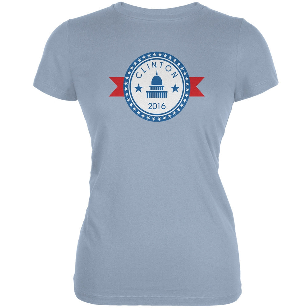 Election 2016 - Clinton 2016 Badge Light Blue Juniors Soft T-Shirt Juniors T-Shirts Old Glory 2XL Blue 