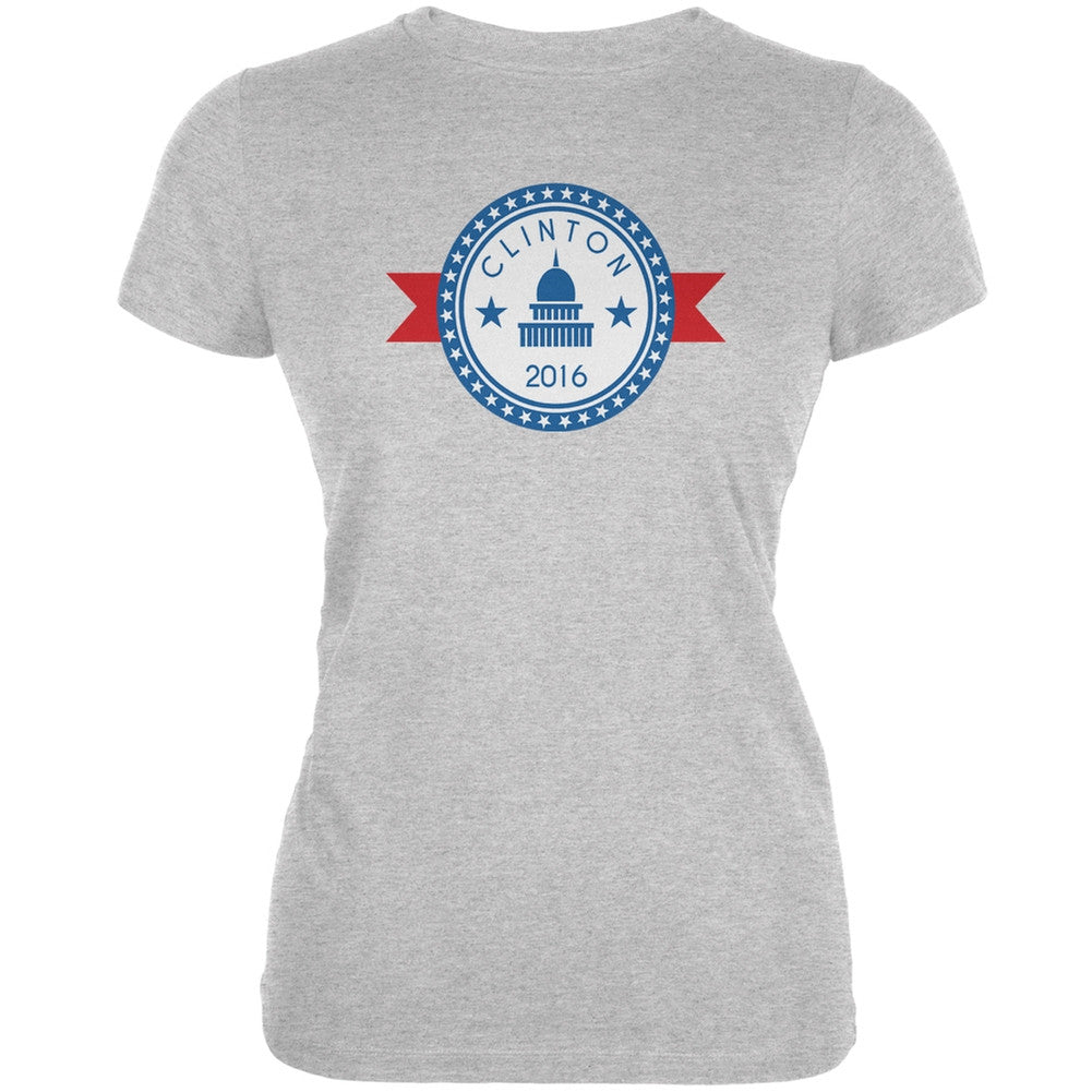 Election 2016 - Clinton 2016 Badge Heather Grey Juniors Soft T-Shirt Juniors T-Shirts Old Glory 2XL Grey 