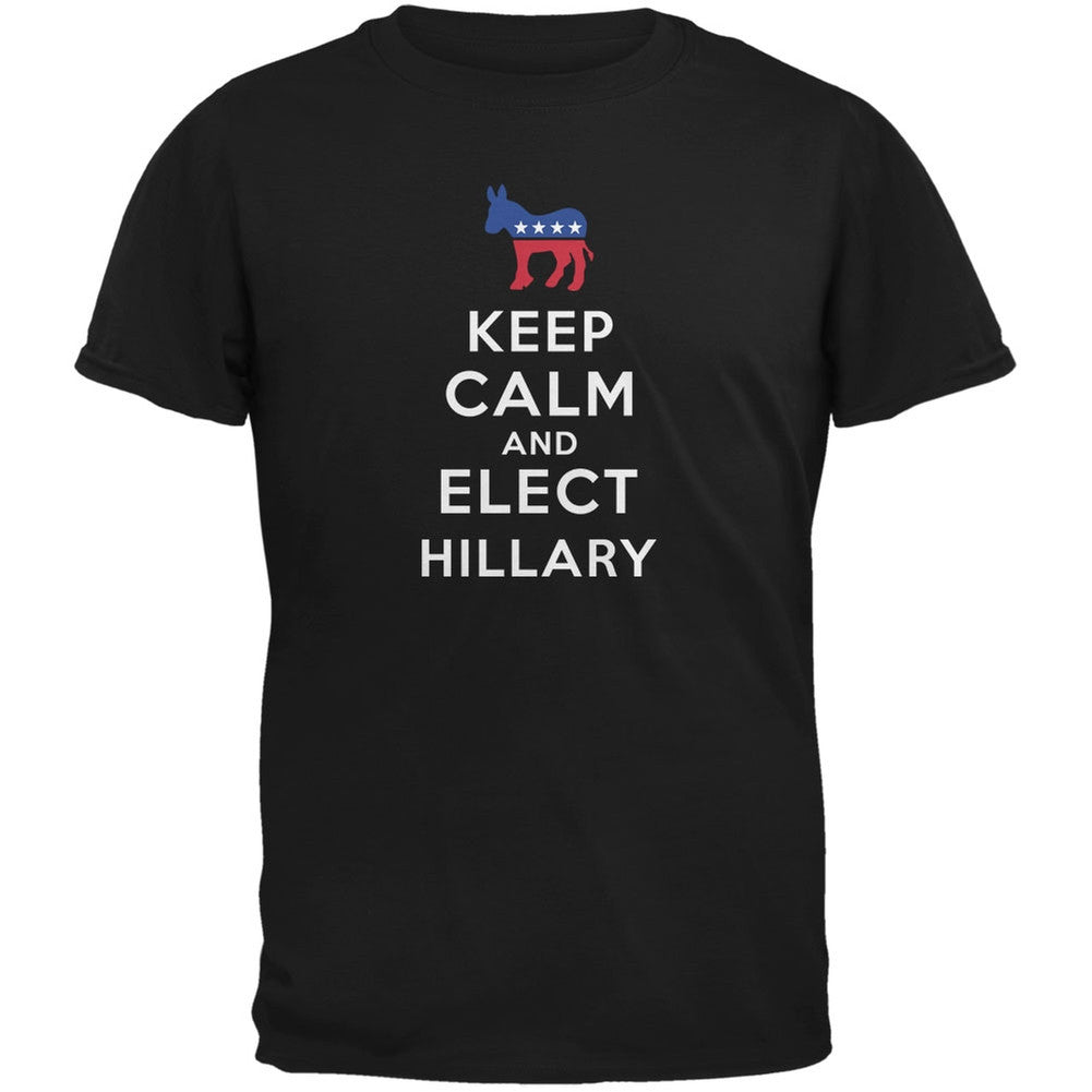 Election 2016 - Keep Calm & Elect Hillary Black Adult T-Shirt Men's T-Shirts Old Glory 2XL Black 