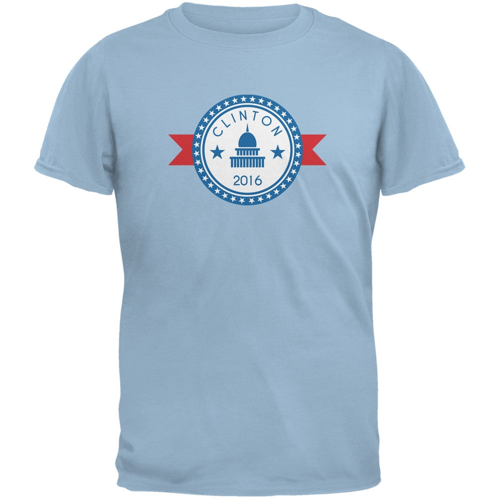 Election 2016 - Clinton 2016 Badge Light Blue Adult T-Shirt Men's T-Shirts Old Glory 2XL Blue 