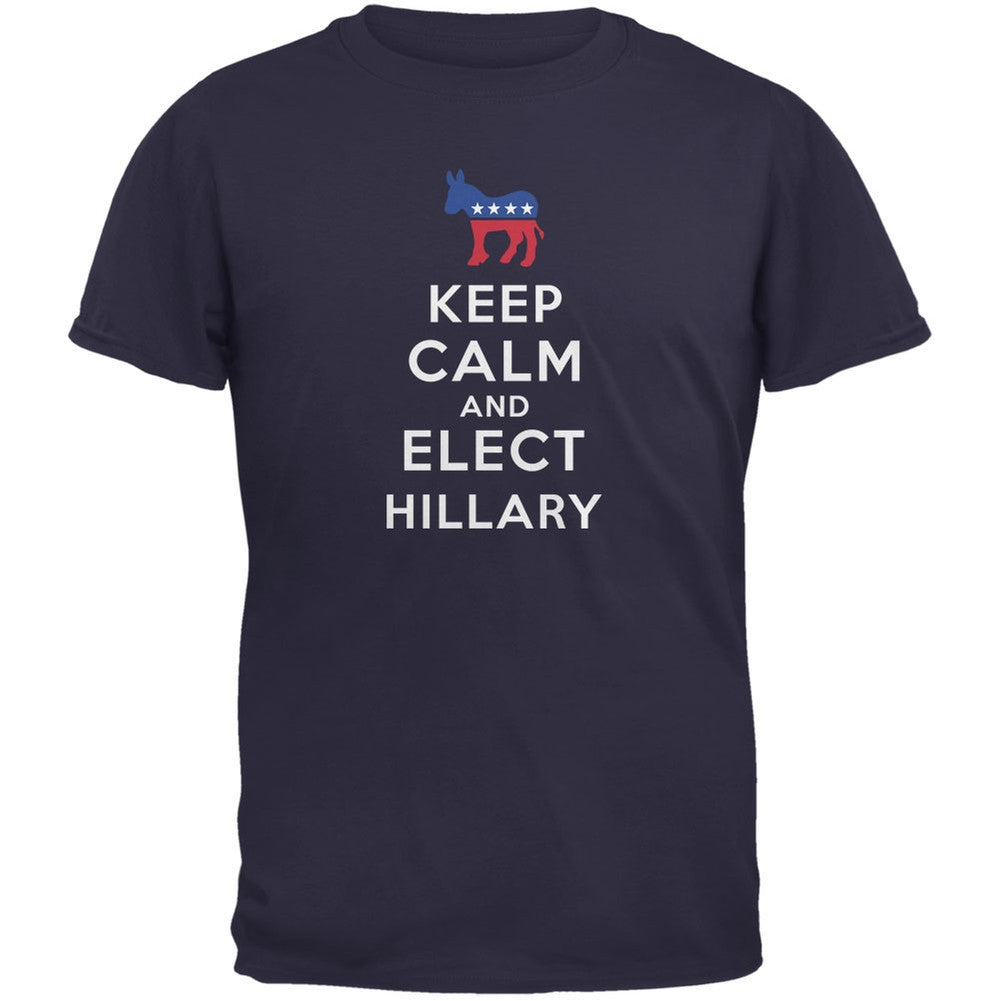 Election 2016 - Keep Calm & Elect Hillary Navy Adult T-Shirt Men's T-Shirts Old Glory 2XL Blue 