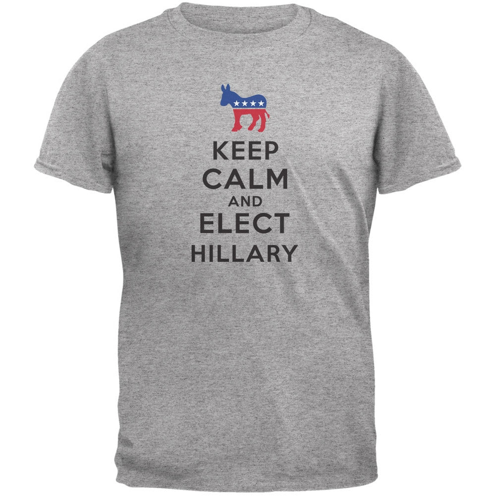 Election 2016 - Keep Calm & Elect Hillary Heather Grey Adult T-Shirt Men's T-Shirts Old Glory 2XL Grey 