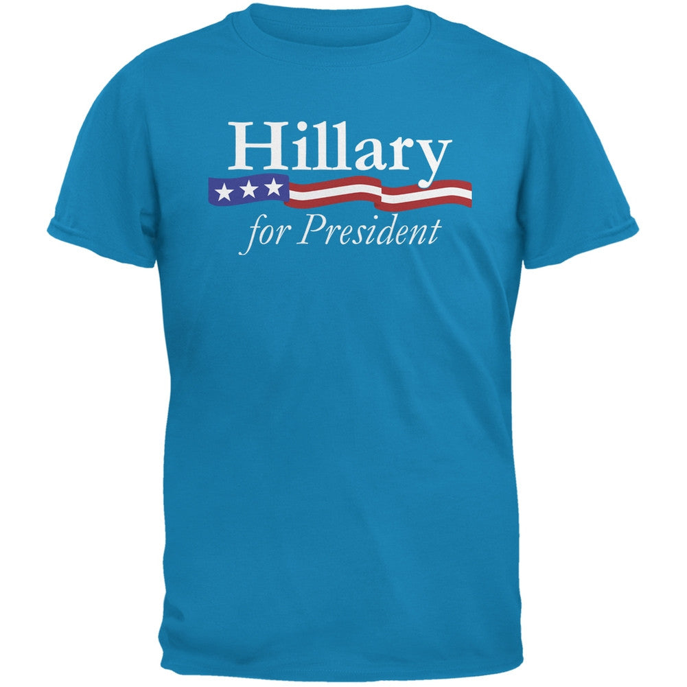 Election 2016 - Hillary Logo Sapphire Blue Adult T-Shirt Men's T-Shirts Old Glory 2XL Blue 