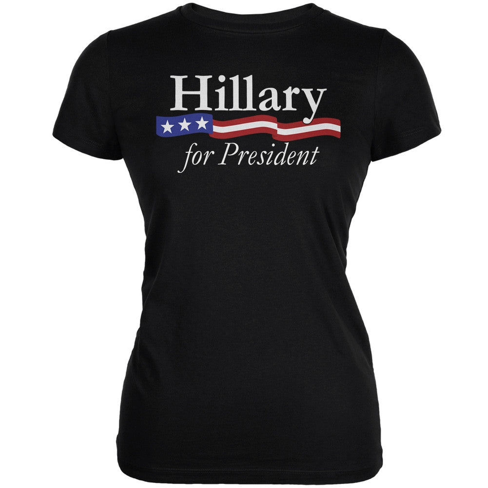 Election 2016 - Hillary Logo Black Juniors Soft T-Shirt Juniors T-Shirts Old Glory 2XL Black 