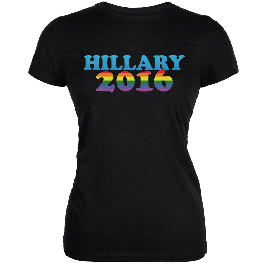 Election - 2016 Hillary Gay Pride Black Juniors Soft T-Shirt Juniors T-Shirts Old Glory 2XL Black 