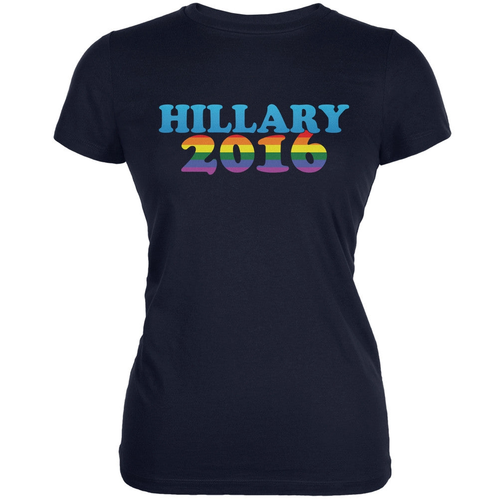 Election - 2016 Hillary Gay Pride Navy Juniors Soft T-Shirt Juniors T-Shirts Old Glory 2XL Blue 