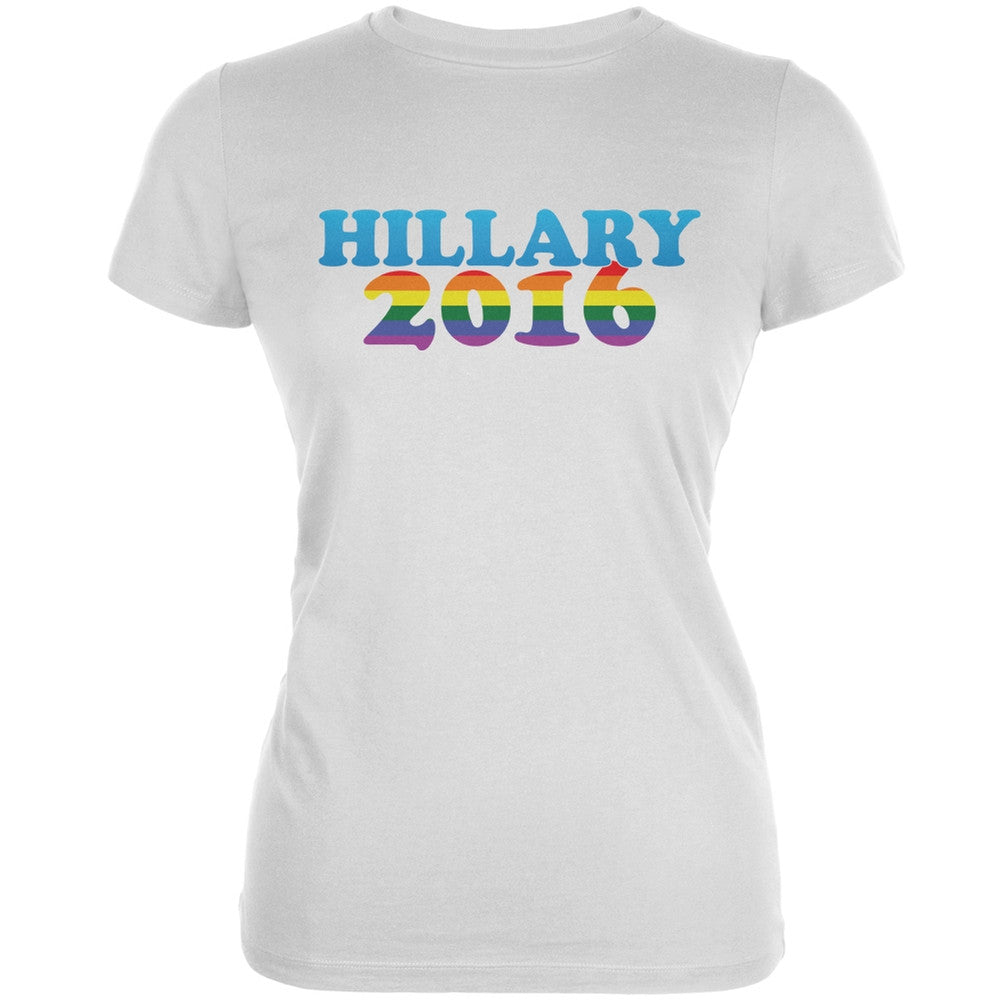 Election - 2016 Hillary Gay Pride White Juniors Soft T-Shirt Juniors T-Shirts Old Glory 2XL White 