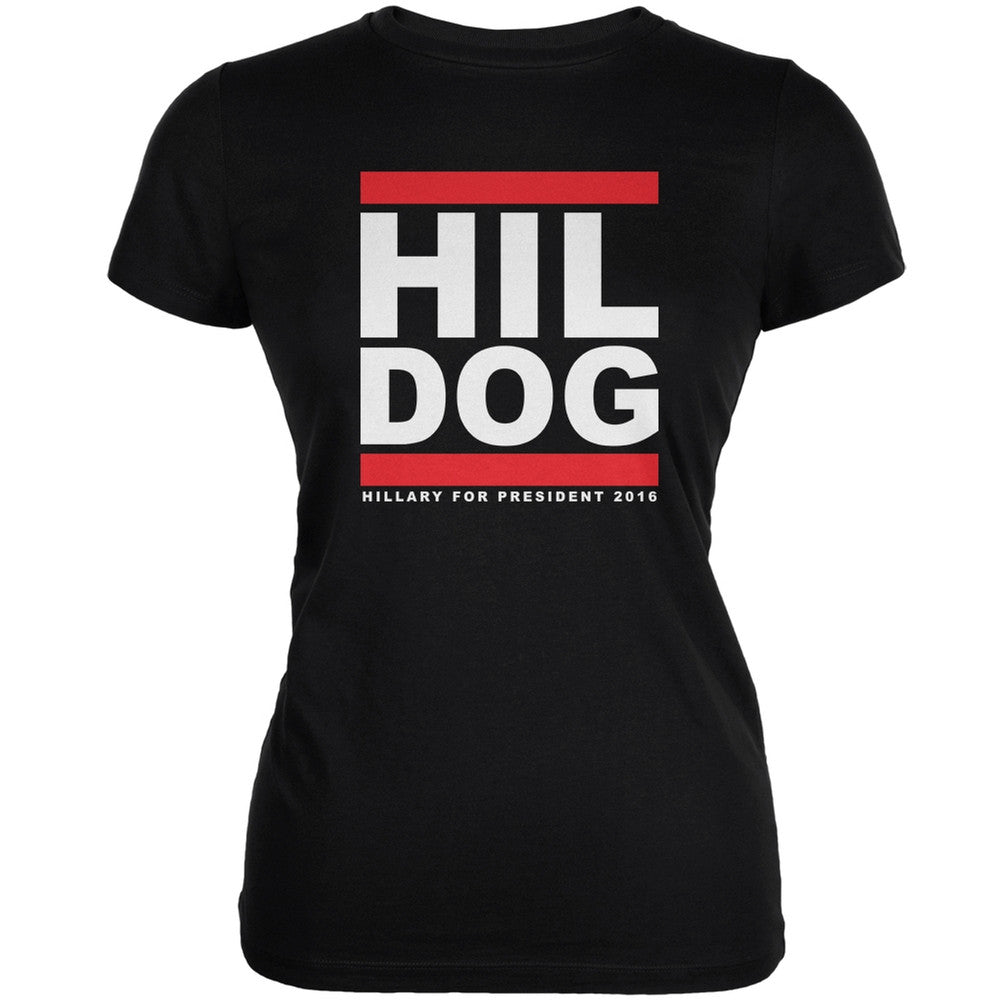 Election 2016 - Hil Dog Black Juniors Soft T-Shirt Juniors T-Shirts Old Glory 2XL Black 