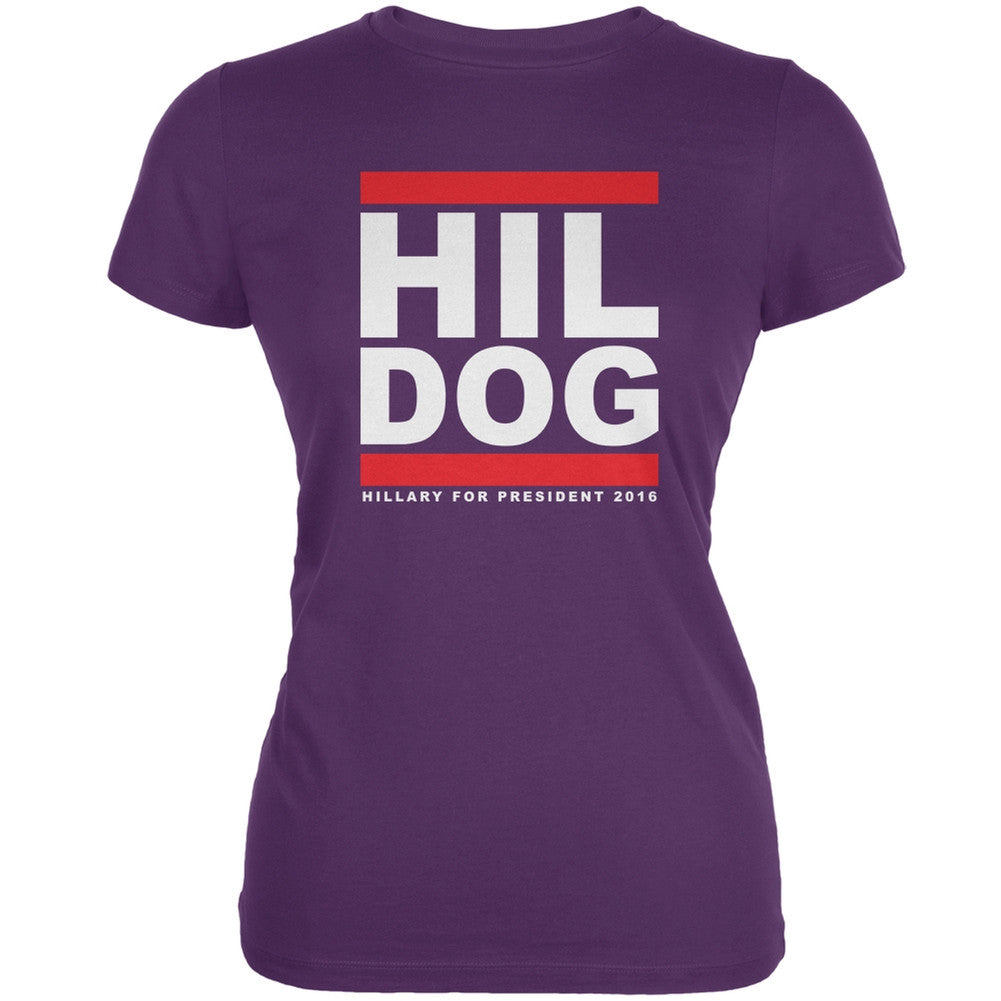 Election 2016 - Hil Dog Purple Juniors Soft T-Shirt Juniors T-Shirts Old Glory 2XL Purple 