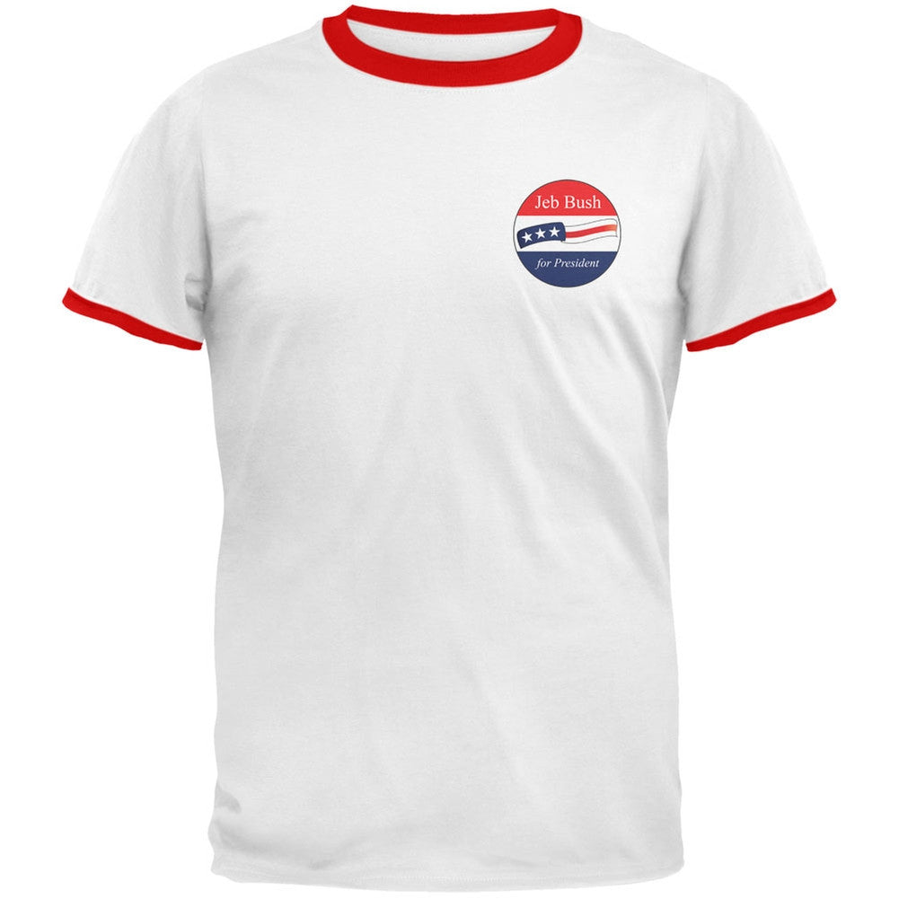 Election 2016 - Jeb Bush for President Jersey White/Red Men's Ringer T-Shirt Men's T-Shirts Old Glory LG Multi 