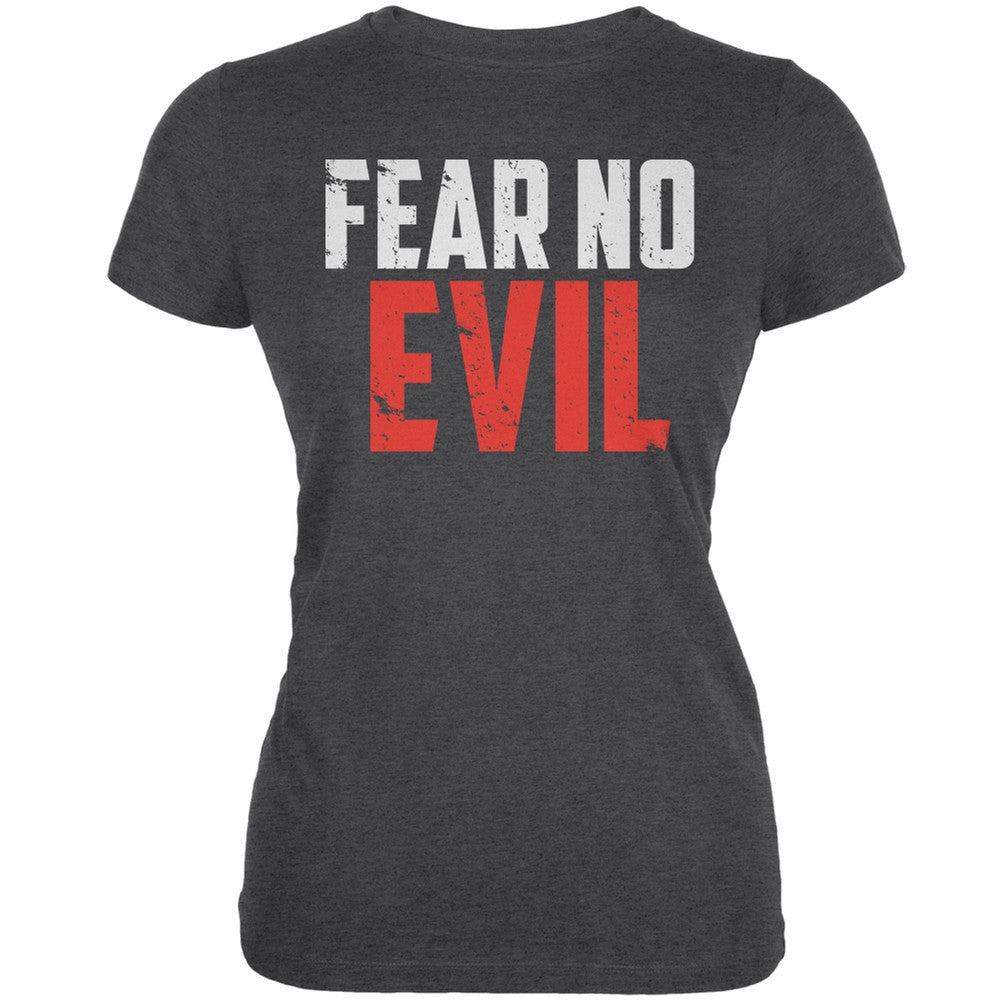 Fear No Evil Dark Heather Juniors Soft T-Shirt Juniors T-Shirts Old Glory 2XL Grey 