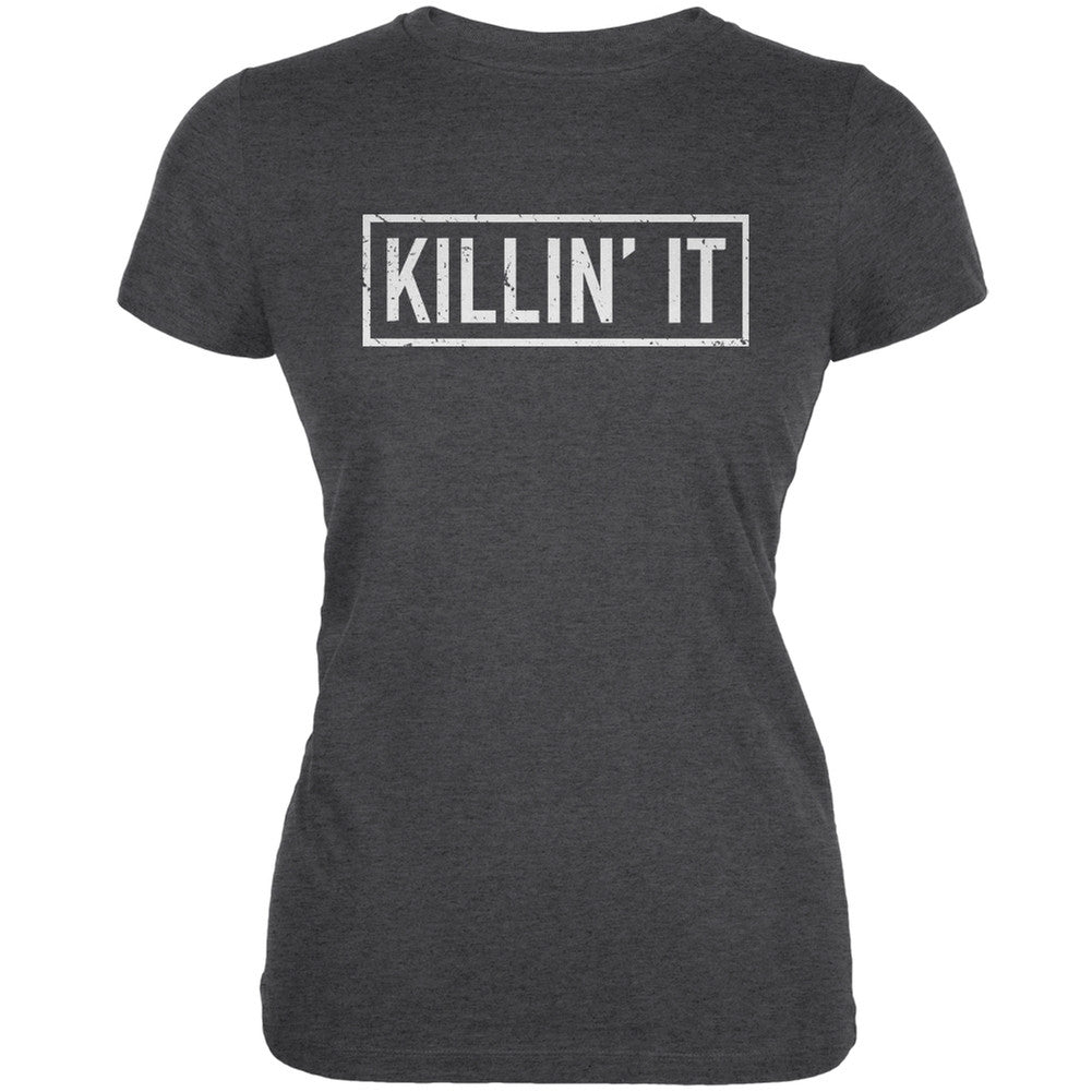 Killin' It Dark Heather Juniors Soft T-Shirt Juniors T-Shirts Old Glory 2XL Grey 