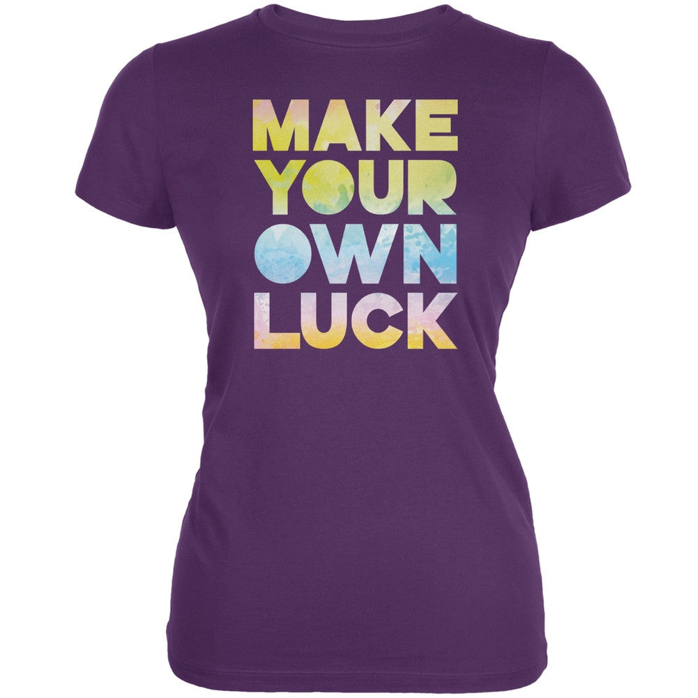 Make Your Own Luck Purple Juniors Soft T-Shirt Juniors T-Shirts Old Glory 2XL Purple 