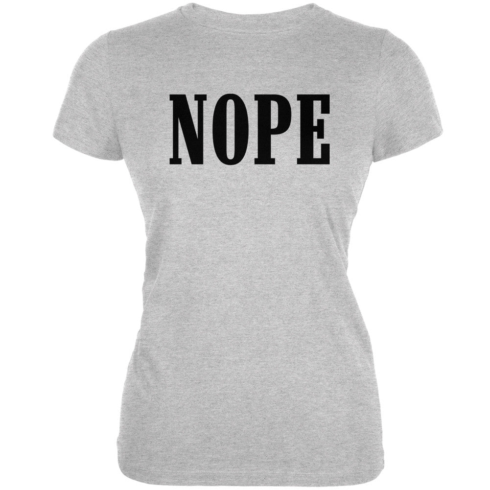 NOPE Heather Grey Juniors Soft T-Shirt Juniors T-Shirts Old Glory 2XL Grey 