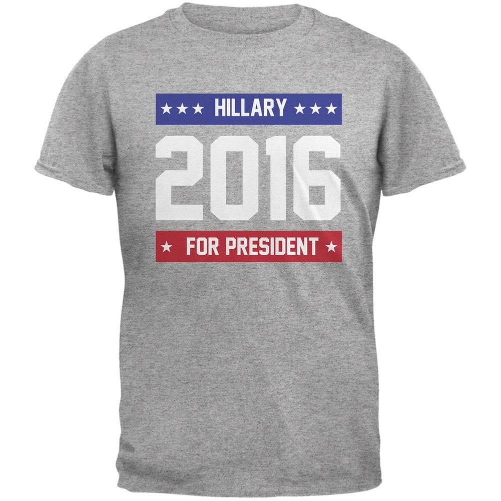 Election - Hillary for President 2016 Heather Grey Adult T-Shirt Men's T-Shirts Old Glory 2XL Grey 