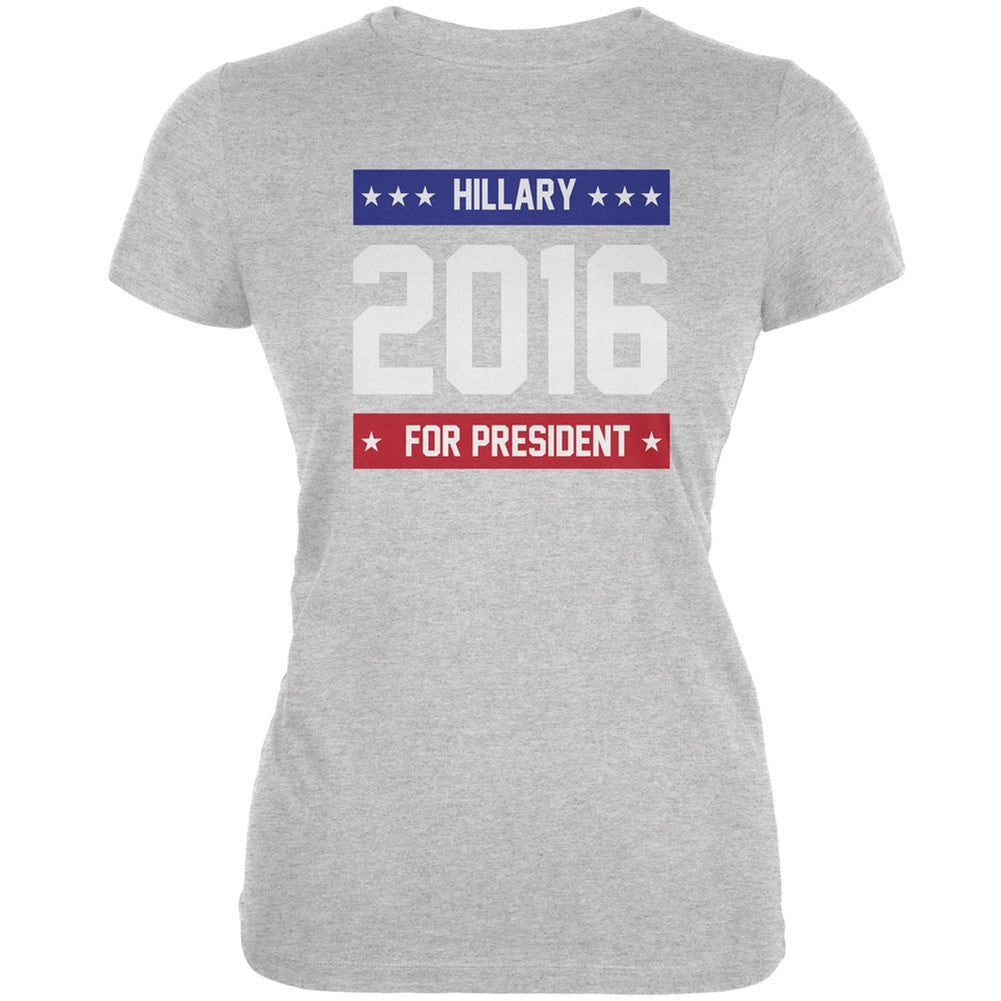 Election - Hillary for President 2016 Heather Grey Juniors Soft T-Shirt Juniors T-Shirts Old Glory 2XL Grey 